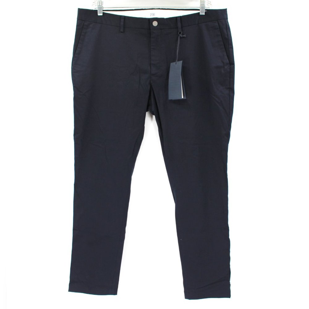 Spoke Navy Cotton Chino Build A Tapered Leg Pants W 40 X L 30 NEW Blue Trouser